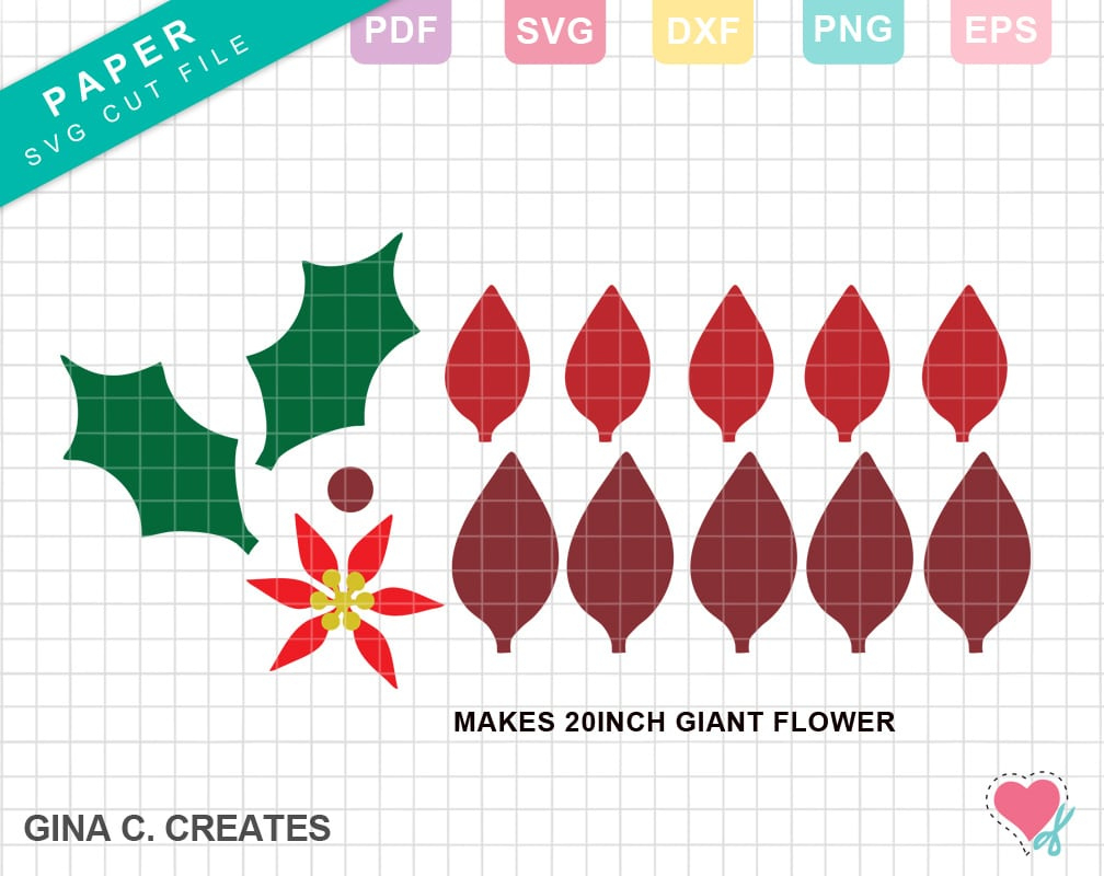 Christmas Poinsettia Paper Flower Template Svg Bundle inside Christmas Paper Flower Template