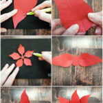 Christmas Poinsettia Paper Flowers Template, Flower Svg Cut Files Within Christmas Paper Flowers Template