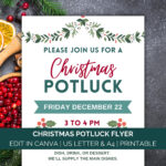Christmas Potluck Flyer Template, Winter Potluck Sign, Office In Christmas Potluck Invitation Template Free