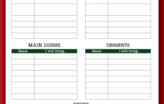 Christmas Potluck Sign Up Sheet Free Printable in Christmas Potluck Sign Up Template