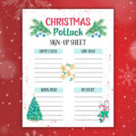 Christmas Potluck Sign Up Sheet, Potluck Sign Up Sheet, Potluck With Christmas Potluck Sign Up Template