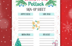 Christmas Potluck Sign Up Sheet, Potluck Sign Up Sheet, Potluck with regard to Christmas Potluck Sign Up Sheet Template