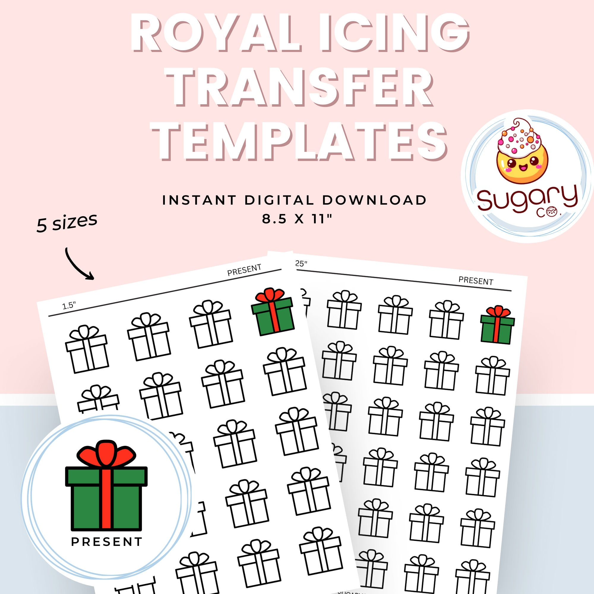 Christmas Present Royal Icing Transfer Sheets: Cookie Decorating regarding Christmas Royal Icing Transfer Template