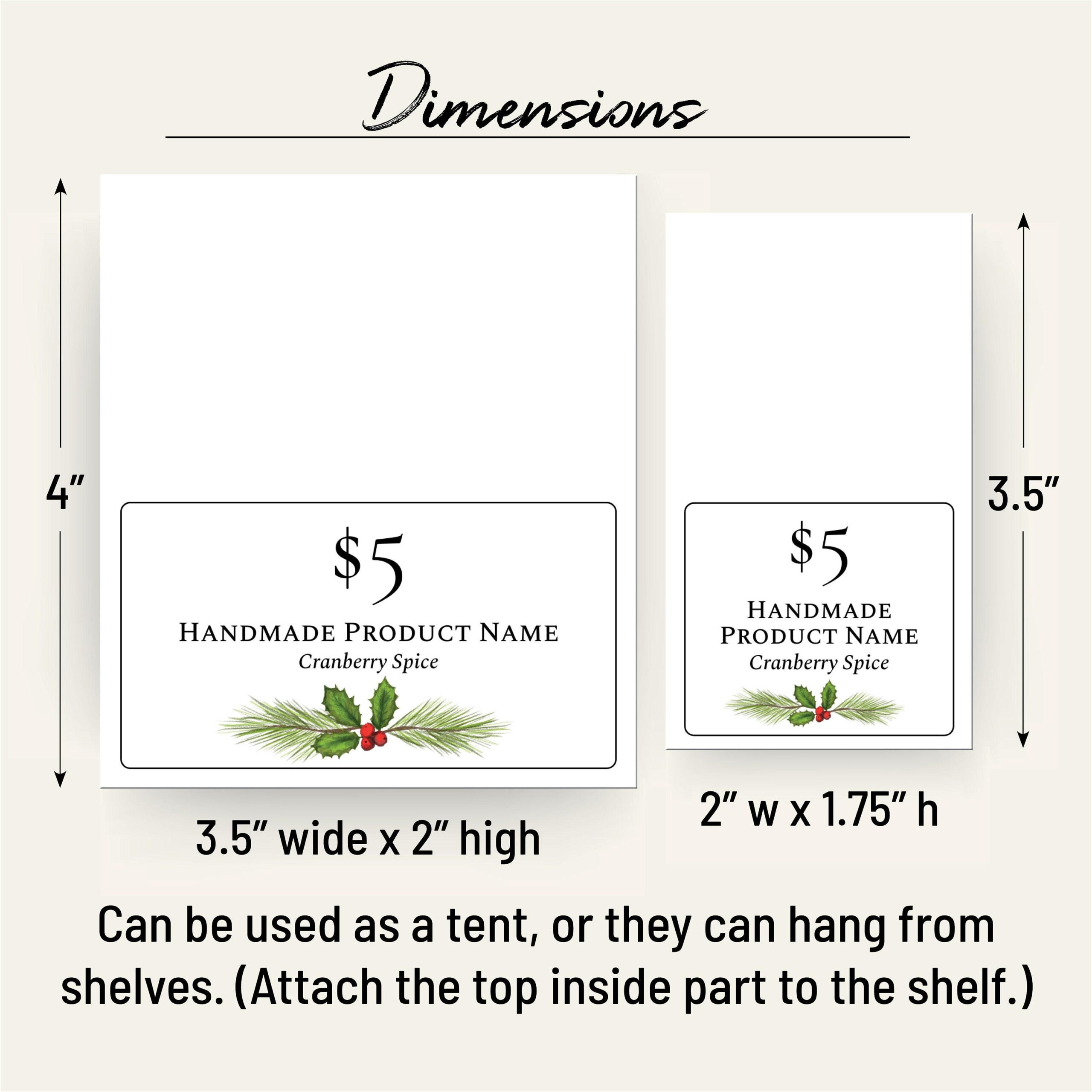 Christmas Price Tag, Table Tent Card Template, Shelf Price Card in Christmas Table Tent Template