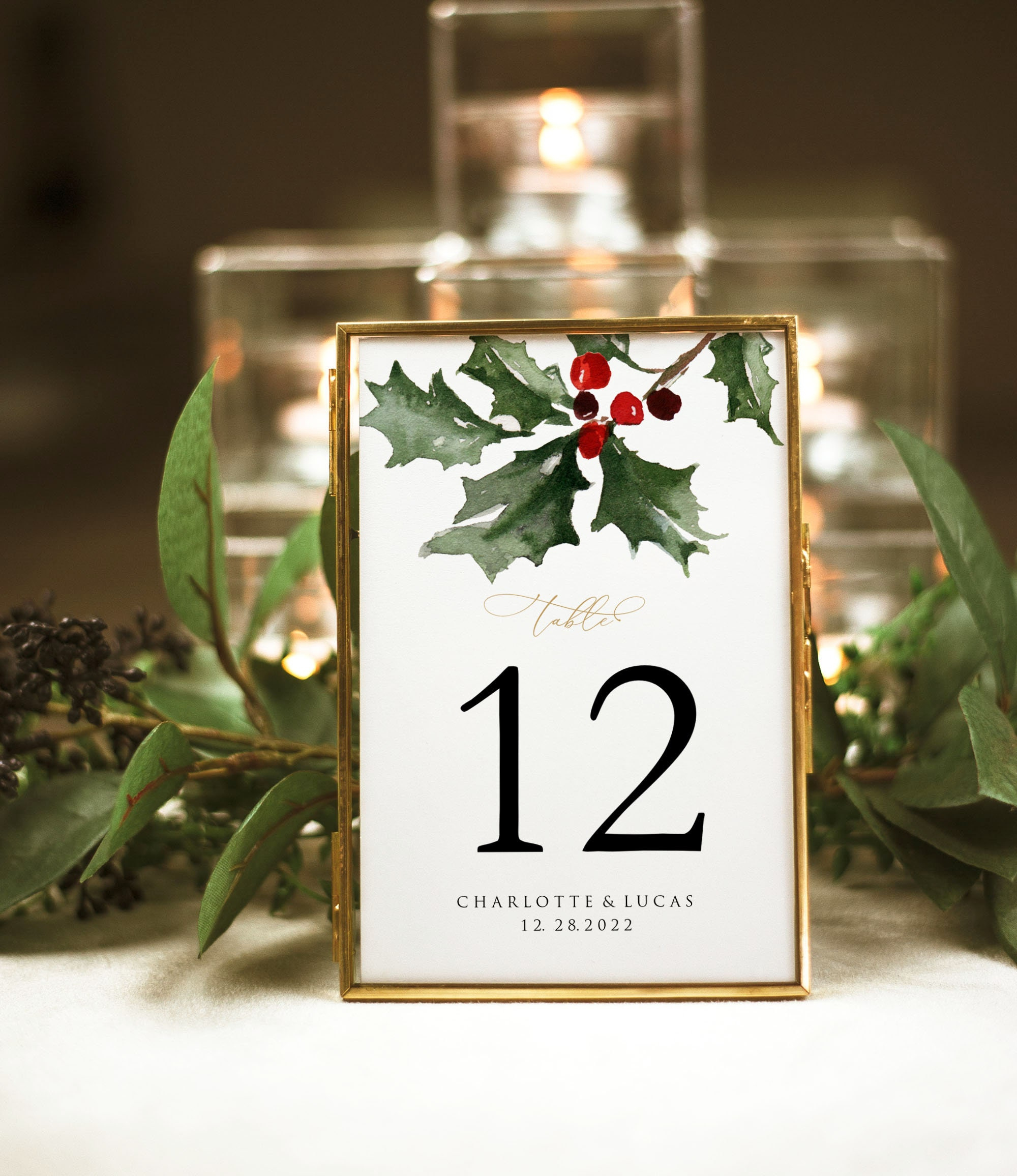 Christmas Printable Table Numbers, Holiday Table Numbers, 5X7 within Christmas Table Number Template