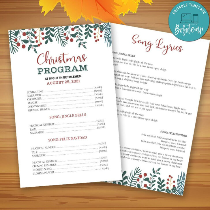 Christmas Program Template Printable Christmas Program Template Printable