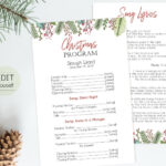 Christmas Program, Editable Pdf, Editable Template, Editable Text In Christmas Music Program Template
