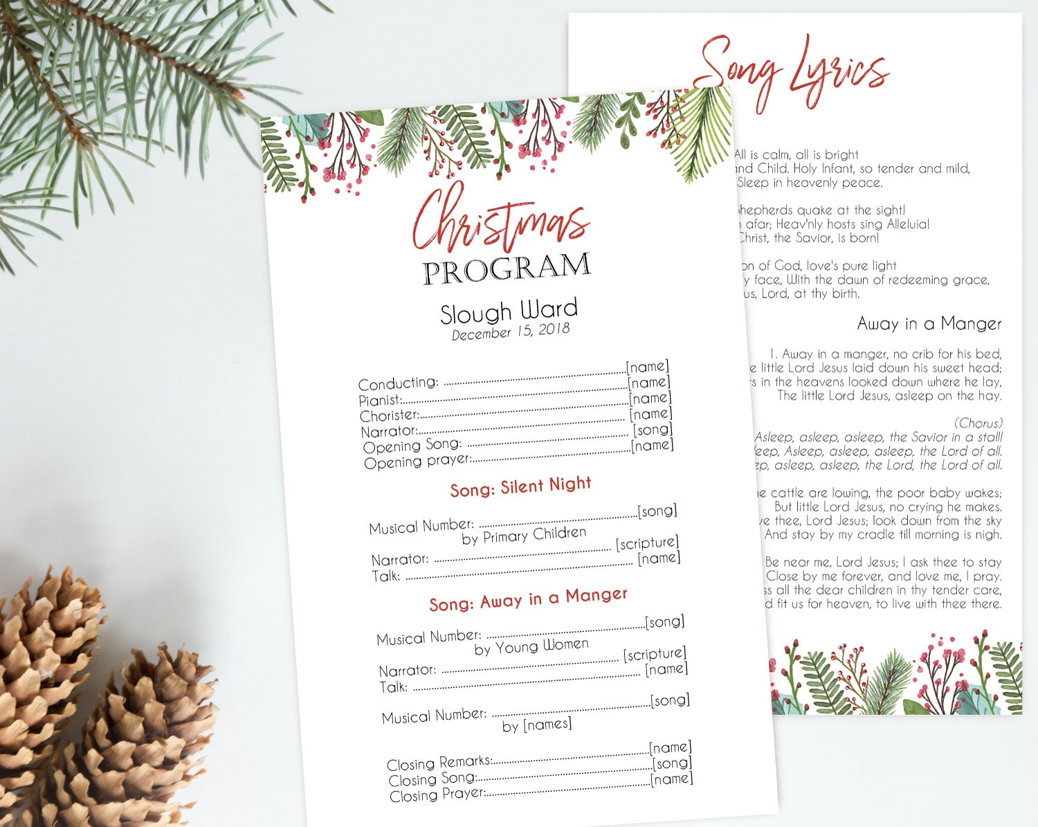 Christmas Program, Editable Pdf, Editable Template, Editable Text within Christmas Program Template Printable