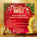 Christmas Raffle Giveaway,Raffle Ticket Template,Holiday Giveaway,Raffle  Template,Raffle Holiday Prize Giveaway, Raffle Ticket Poster In Christmas Raffle Flyer Template