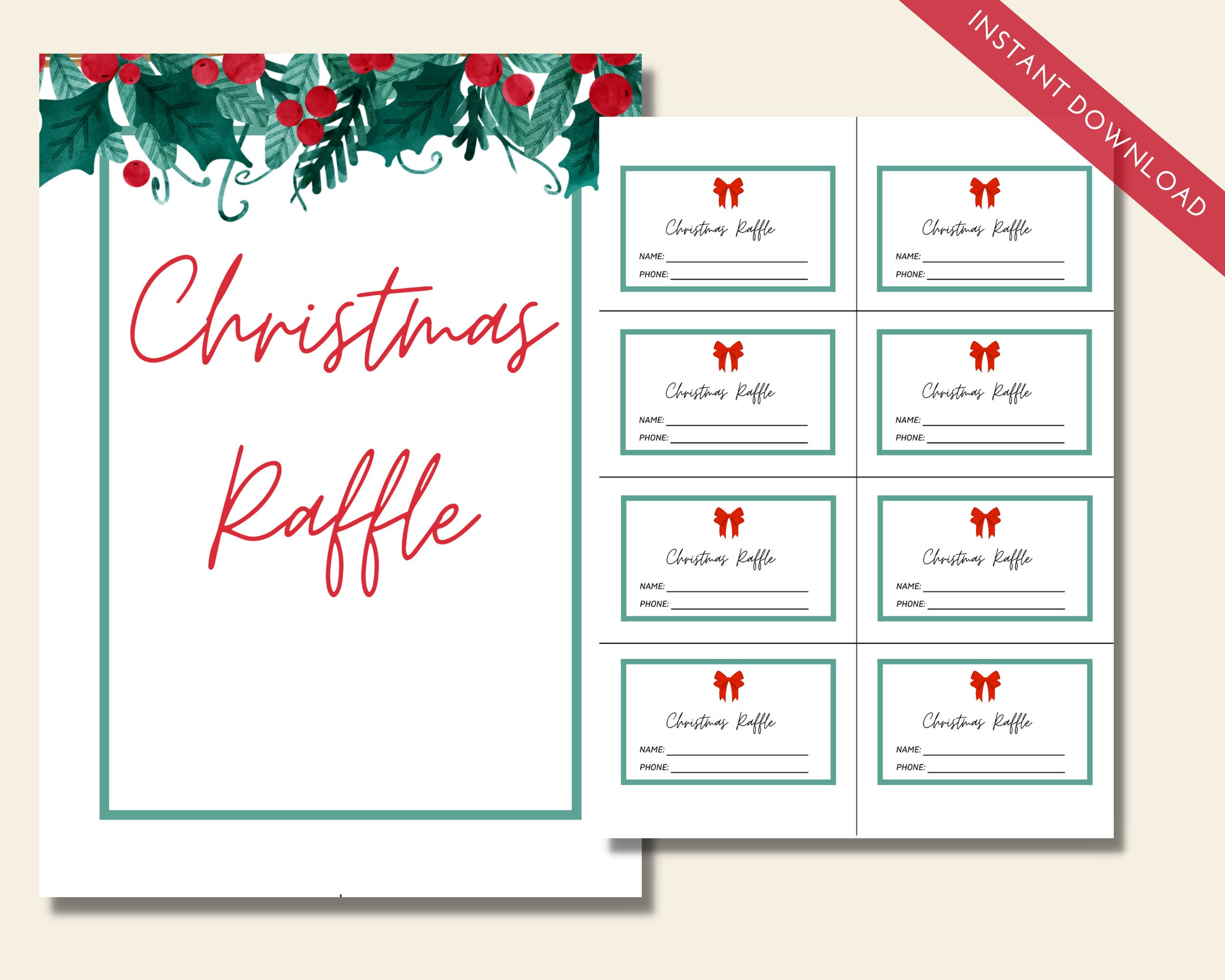 Christmas Raffle Tickets, Printable Holiday Raffle Tickets in Christmas Raffle Tickets Template