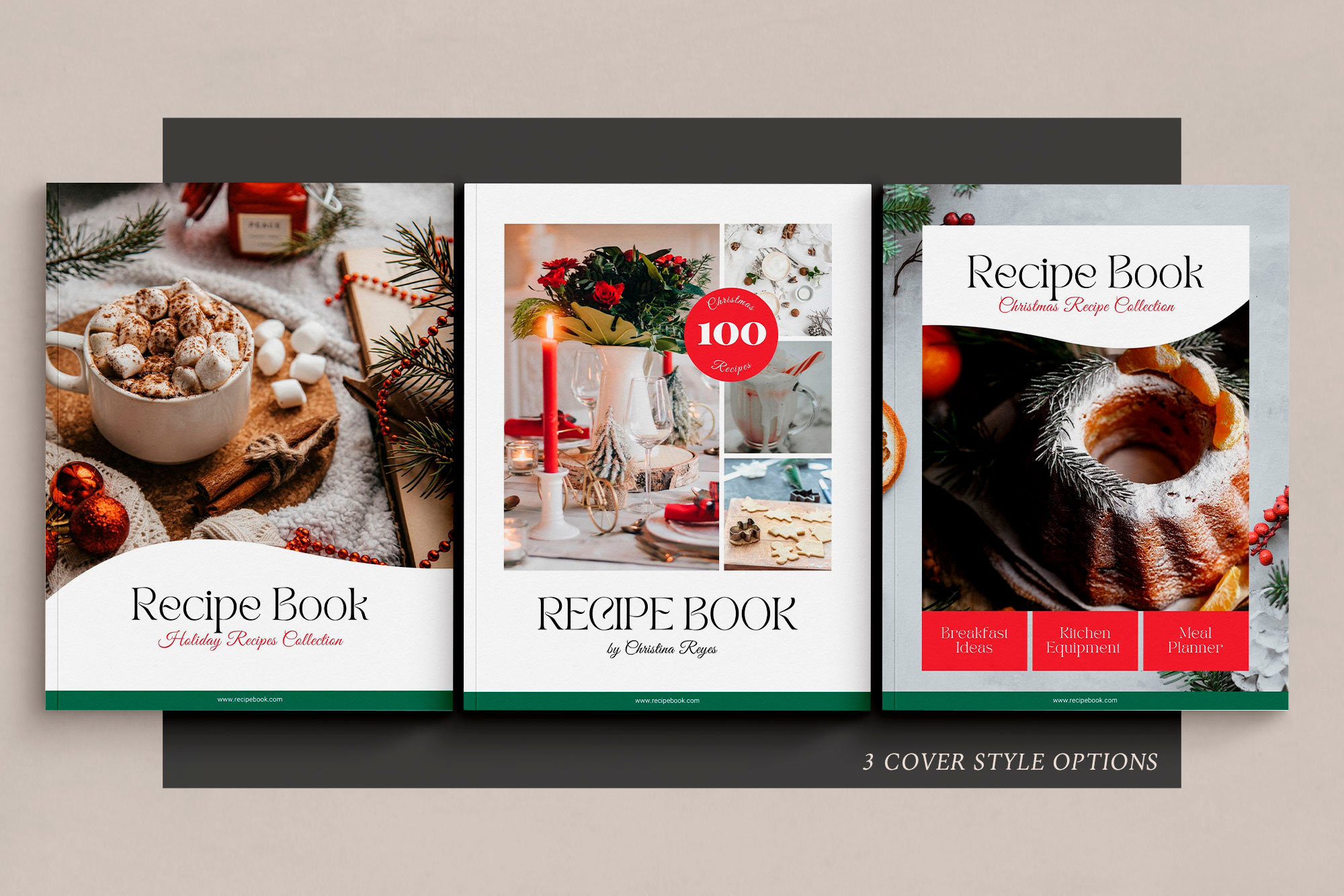 Christmas Recipe Book Template, Canva Cookbook Template, Printable within Christmas Recipe Book Template