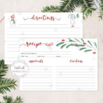 Christmas Recipe Card Template, 4X6 Recipe Cards, Editable Recipe For Christmas Recipe Cards Template
