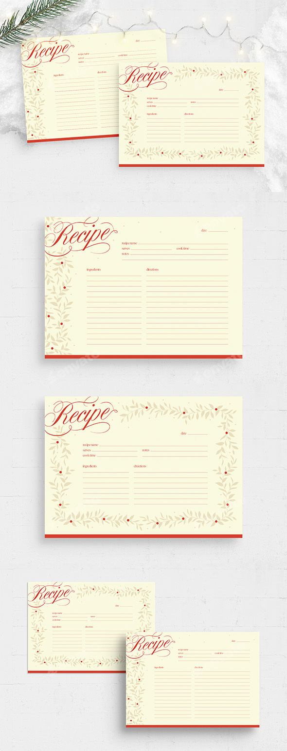 Christmas Recipe Card Template, Print Templates | Graphicriver in Christmas Recipe Book Template