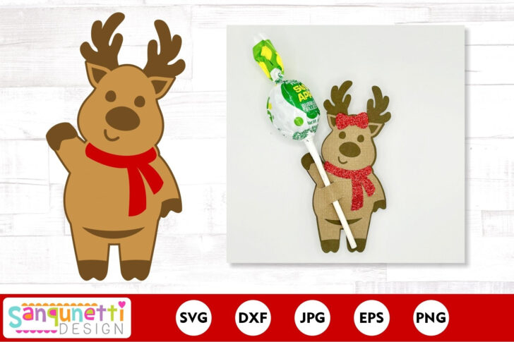 Christmas Reindeer Lollipop Template
