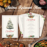 Christmas Restaurant Menu Template Bundle, Modern Restaurant Menu With Christmas Menu Design Template