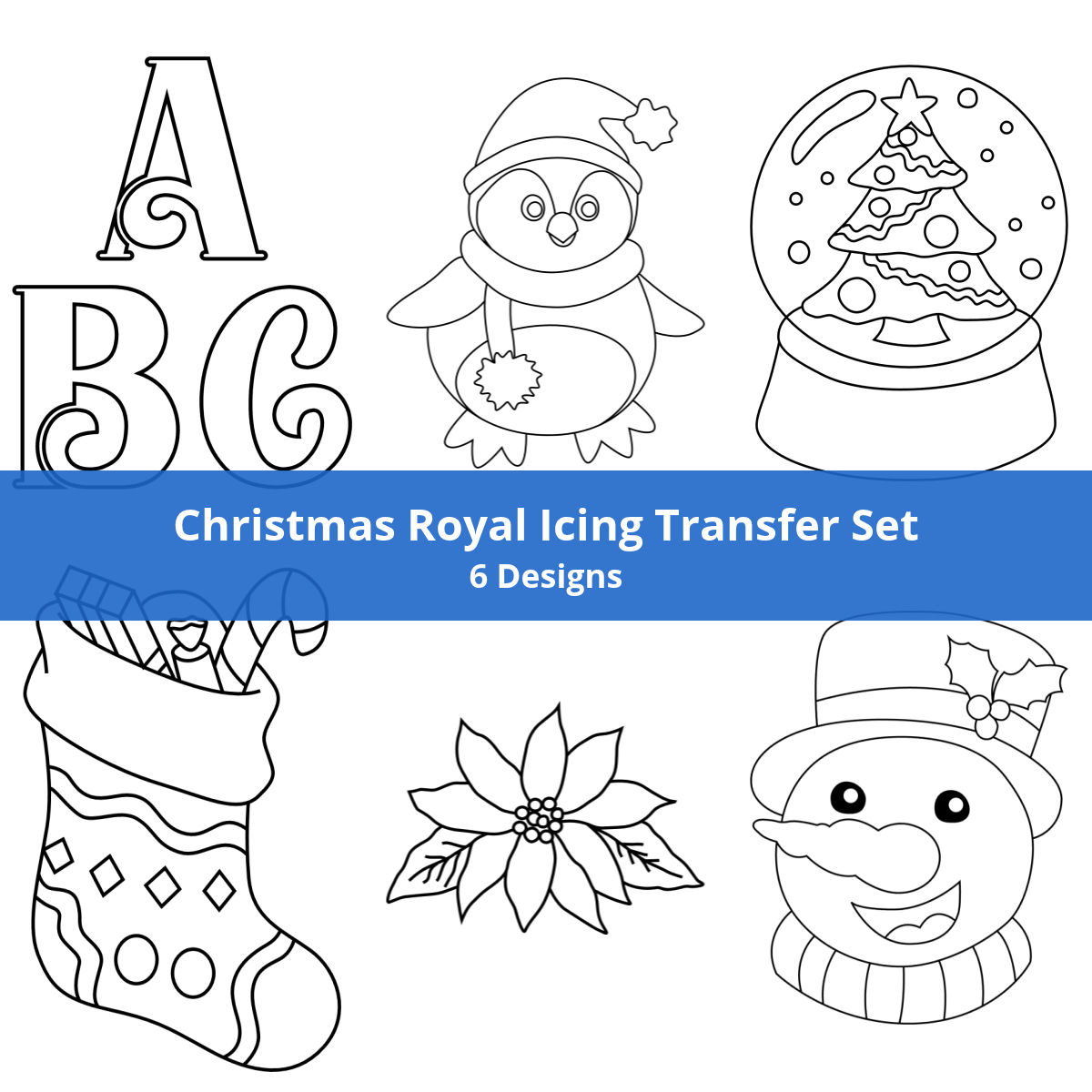 Christmas Royal Icing Transfer Set (6 Designs) | Jh Web Designer within Christmas Royal Icing Template