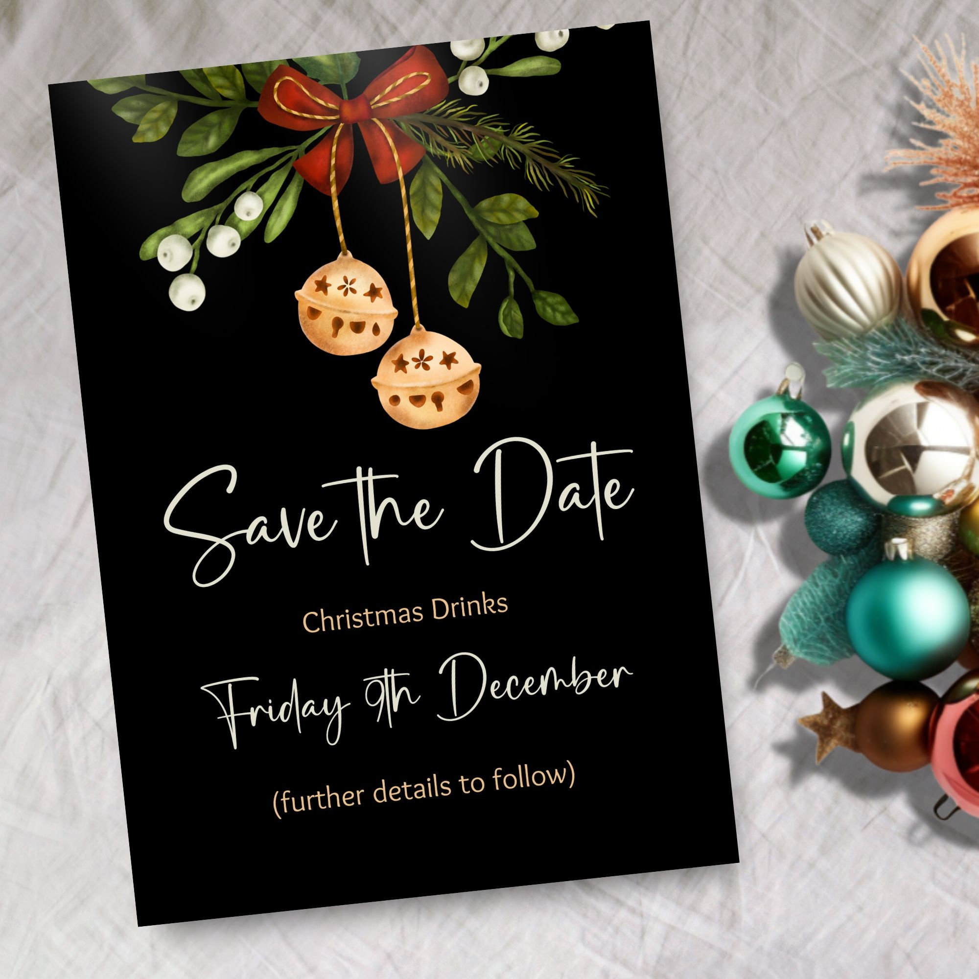 Christmas Save The Date Editable Template Instant Download inside Christmas Party Save The Date Template