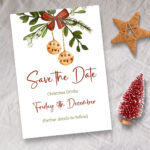 Christmas Save The Date Editable Template Instant Download Throughout Christmas Save The Date Free Template