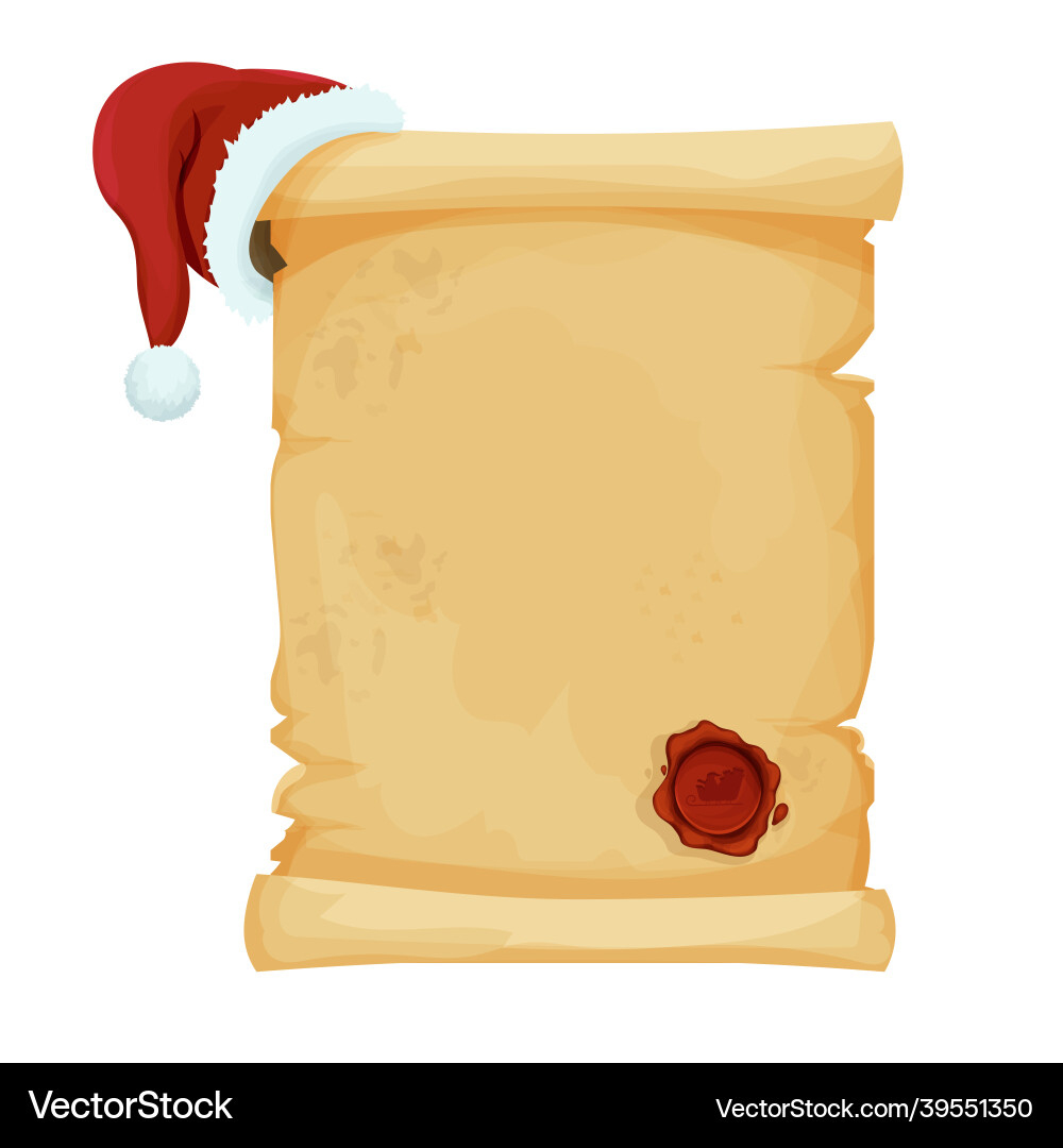 Christmas Scroll With Santa Seal – Royalty-Free Vector | Vectorstock pertaining to Christmas List Scroll Template