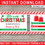 Christmas Shopping Day Gift Voucher With Regard To Christmas Shopping Spree Certificate Template