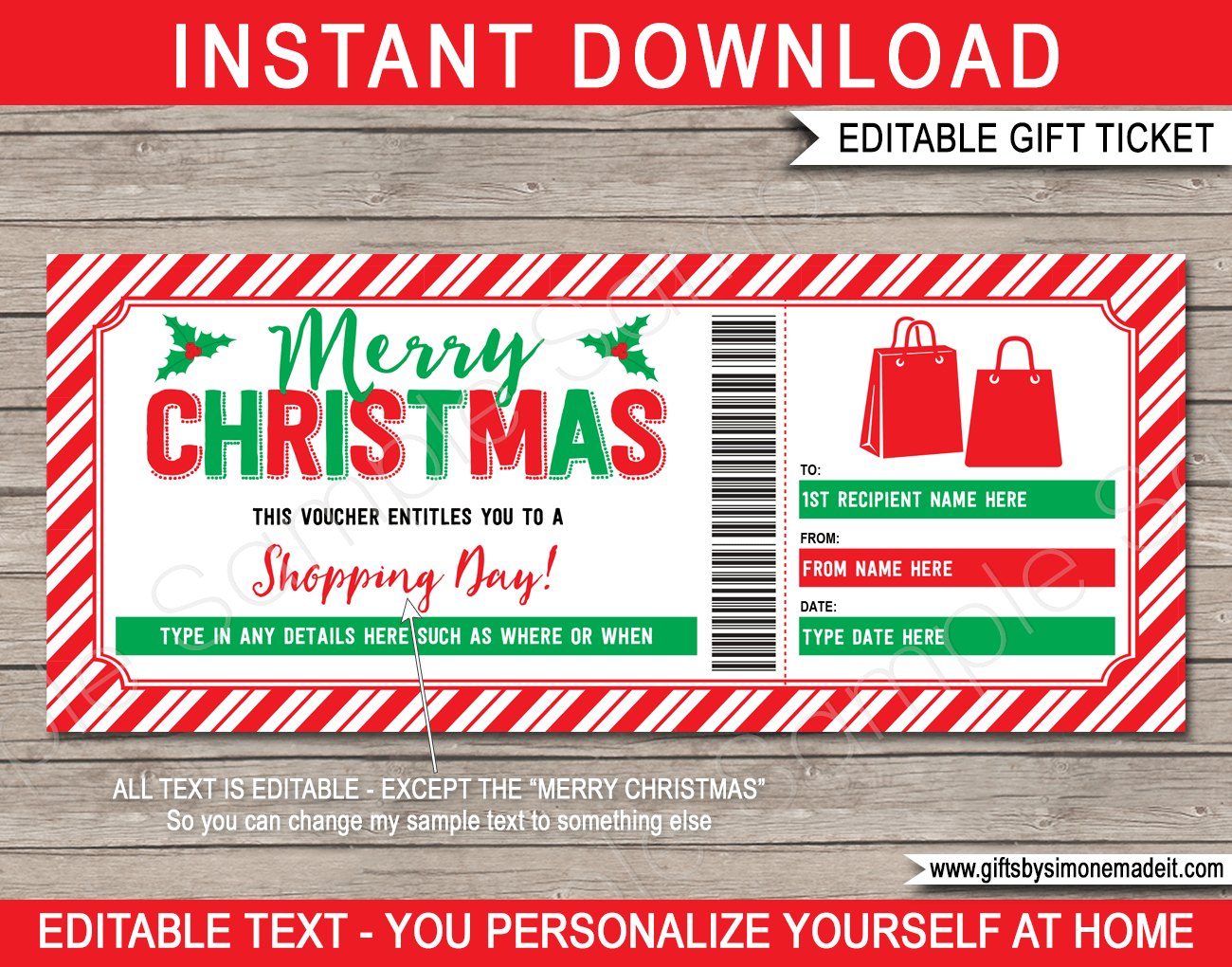 Christmas Shopping Day Gift Voucher with regard to Christmas Shopping Spree Certificate Template
