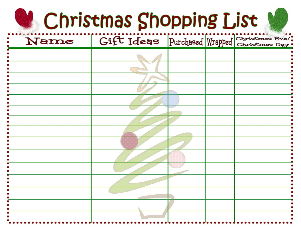 Christmas Shopping List {Printable} - Mom On Timeout within Christmas Present Shopping List Template