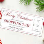 Christmas Shopping Spree Coupon Certificate   Instant Download Within Christmas Shopping Spree Certificate Template
