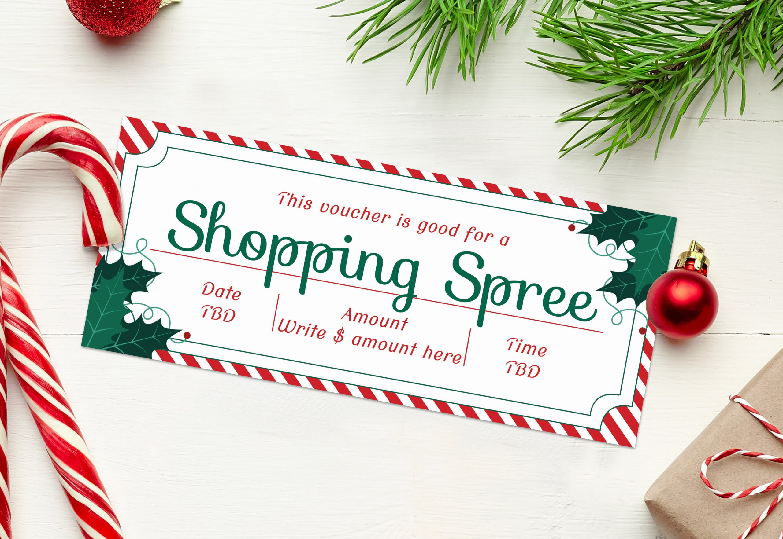 Christmas Shopping Spree Coupon - Instant Download - Editable Text for Christmas Shopping Spree Certificate Template
