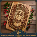 Christmas Snowman Cutting Board Svg: Vintage Laser Engraving File Inside Christmas Laser Engraving Template