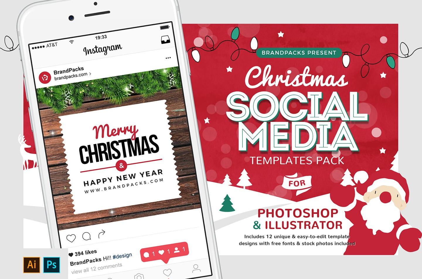 Christmas Social Media Templates - Psd, Ai &amp;amp; Vector - Brandpacks regarding Christmas Social Media Post Template
