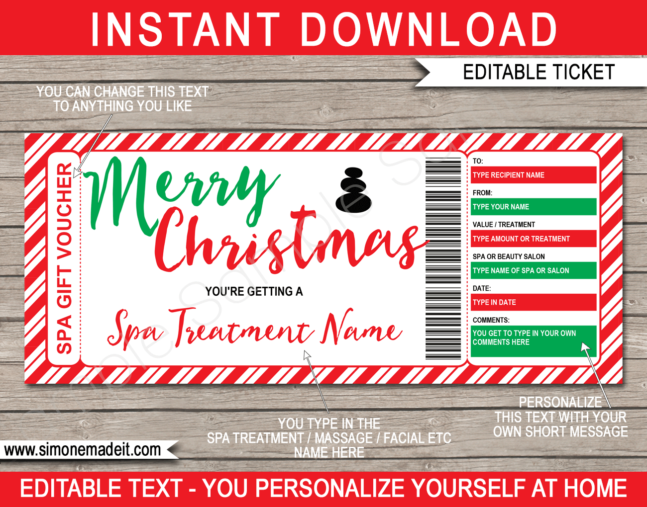 Christmas Spa Gift Voucher intended for Christmas Massage Gift Certificate Template Free