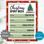 Christmas Spirit Week Flyer Printable Office Spirit Flyer Template In Christmas Spirit Week Calendar Template