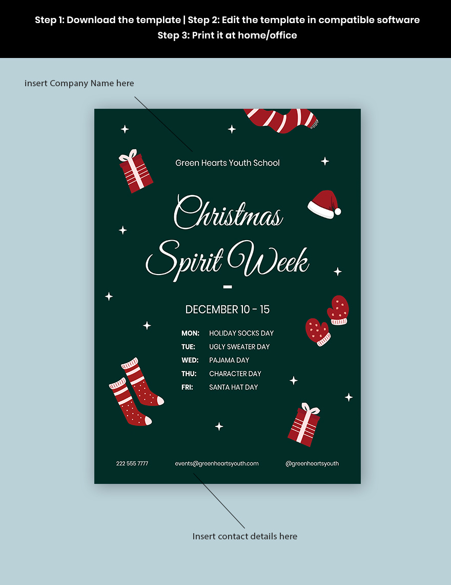 Christmas Spirit Week Flyer Template In Word, Pages, Publisher with Christmas Spirit Week Flyer Template Free