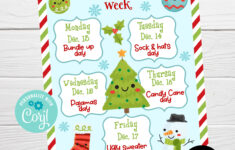 Christmas Spirit Week Planner, Editable Week Schedule, Winter in Christmas Spirit Week Template Free