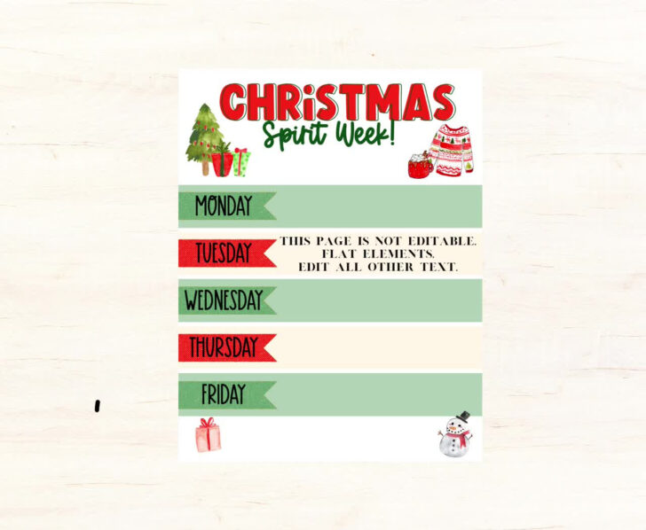 Christmas Spirit Week Free Template