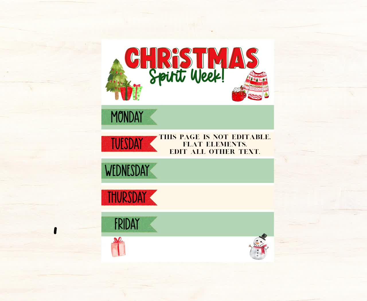 Christmas Spirit Week School Flyer. Holiday Spirit Week Pto Flyer. Editable  Pta Flyer For School Fundraiser. Spirit Week Planner. with regard to Christmas Spirit Week Free Template