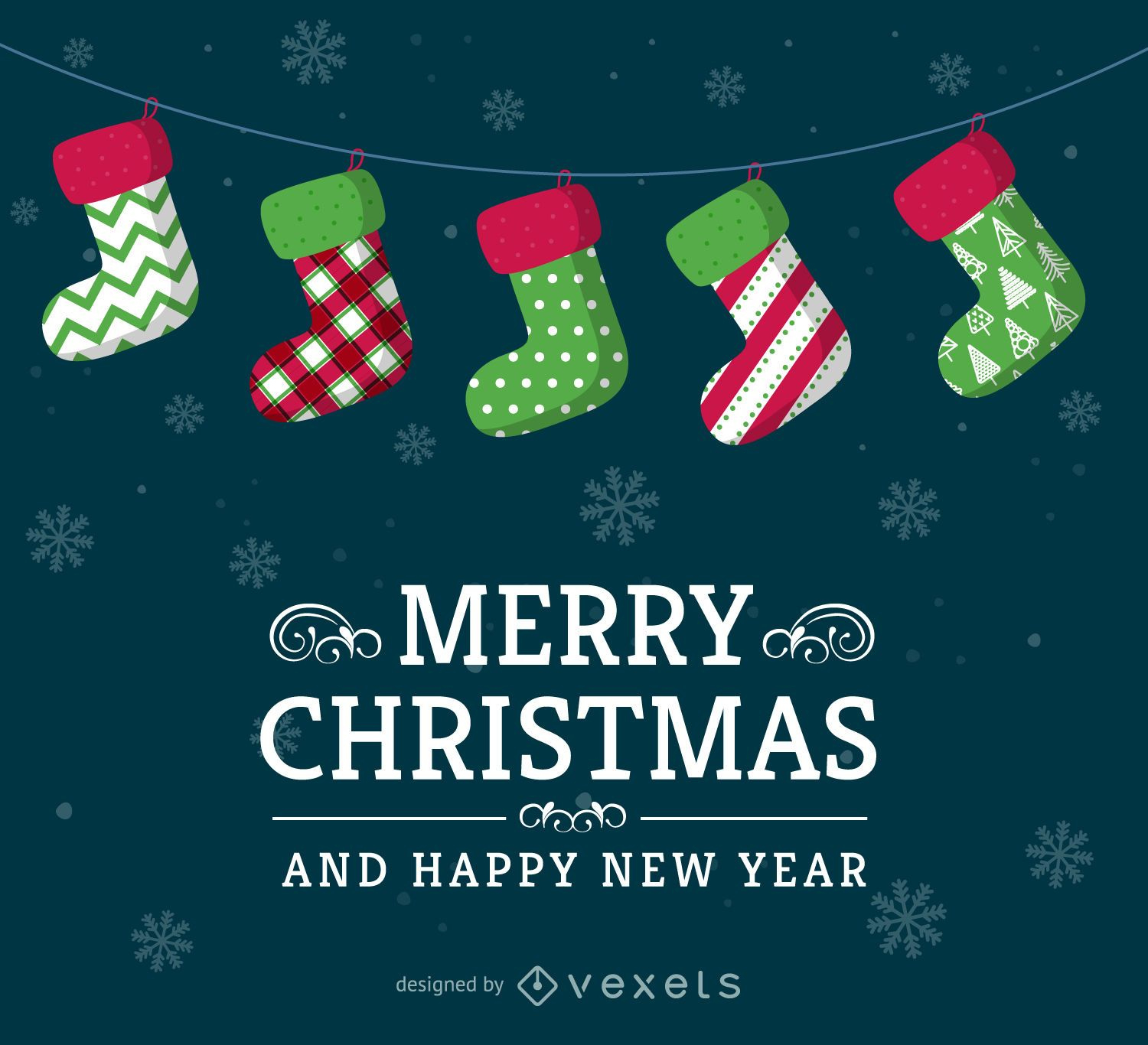 Christmas Stockings Card Design Vector Download with regard to Christmas Stocking Card Template
