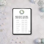 Christmas Store Hours Template, Holiday Opening Schedule Sign For Christmas Store Hours Template