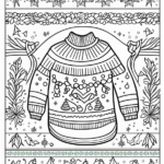 Christmas Sweater Patterns Coloring Page Intended For Christmas Jumper Colouring Template