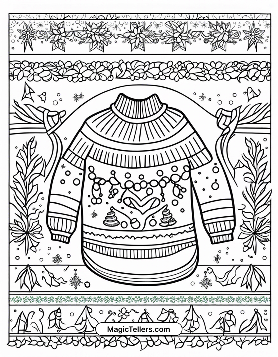 Christmas Sweater Patterns Coloring Page intended for Christmas Jumper Colouring Template