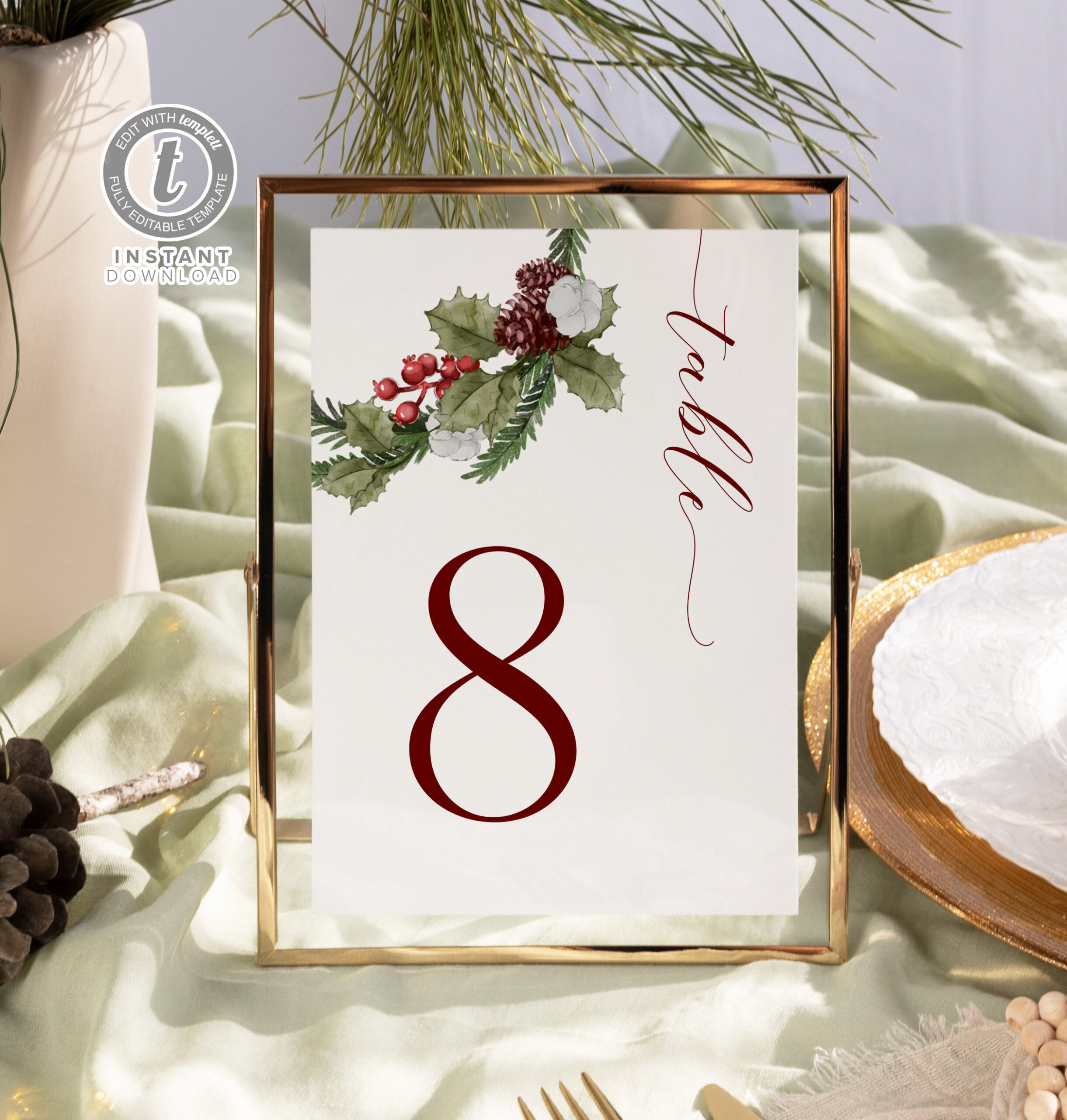 Christmas Table Numbers Template, Holiday Table Numbers, Winter throughout Christmas Table Number Template