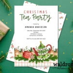 Christmas Tea Party Invitation | Holiday Party Invite | Christmas Pertaining To Christmas Tea Party Invitation Template