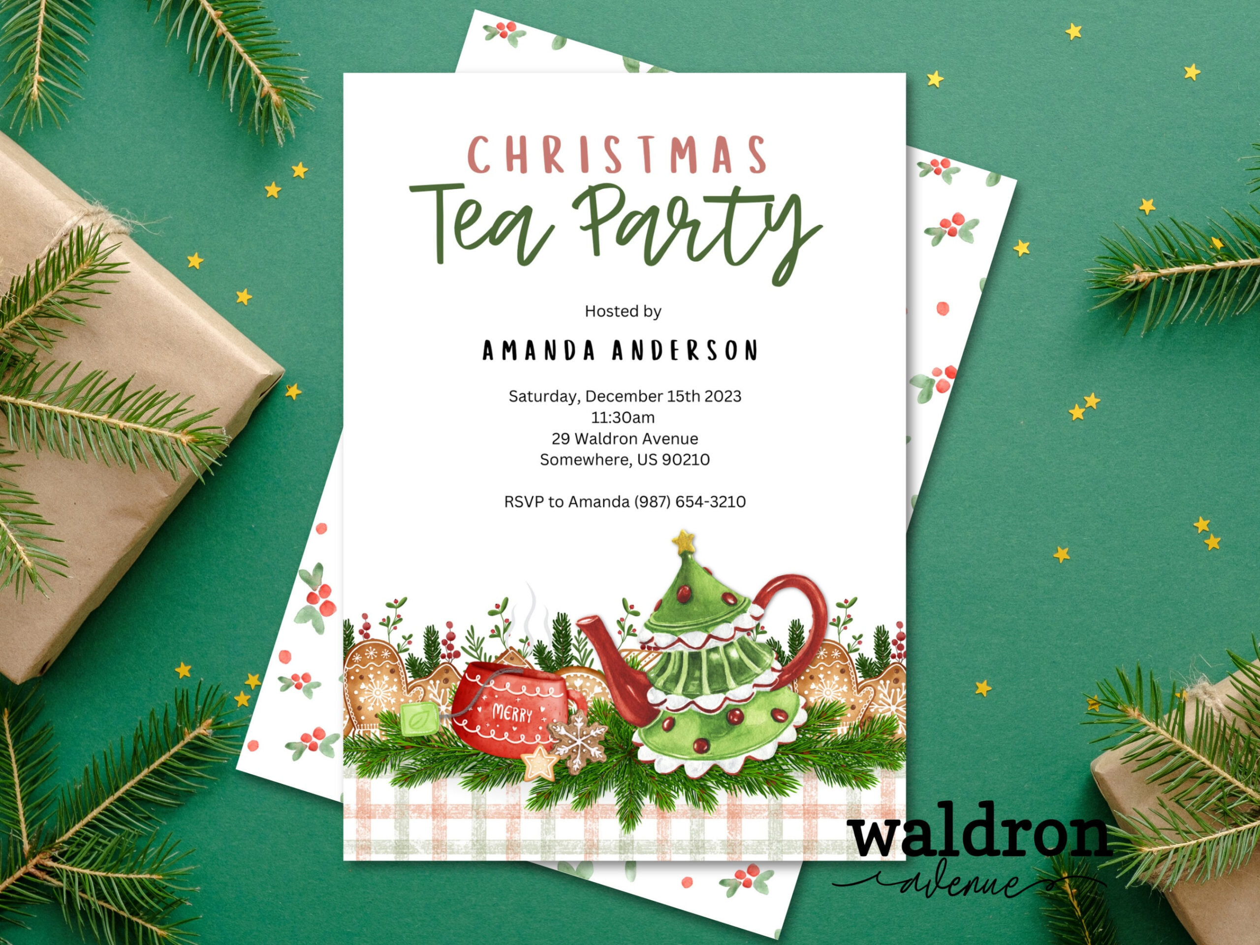 Christmas Tea Party Invitation | Holiday Party Invite | Christmas pertaining to Christmas Tea Party Invitation Template