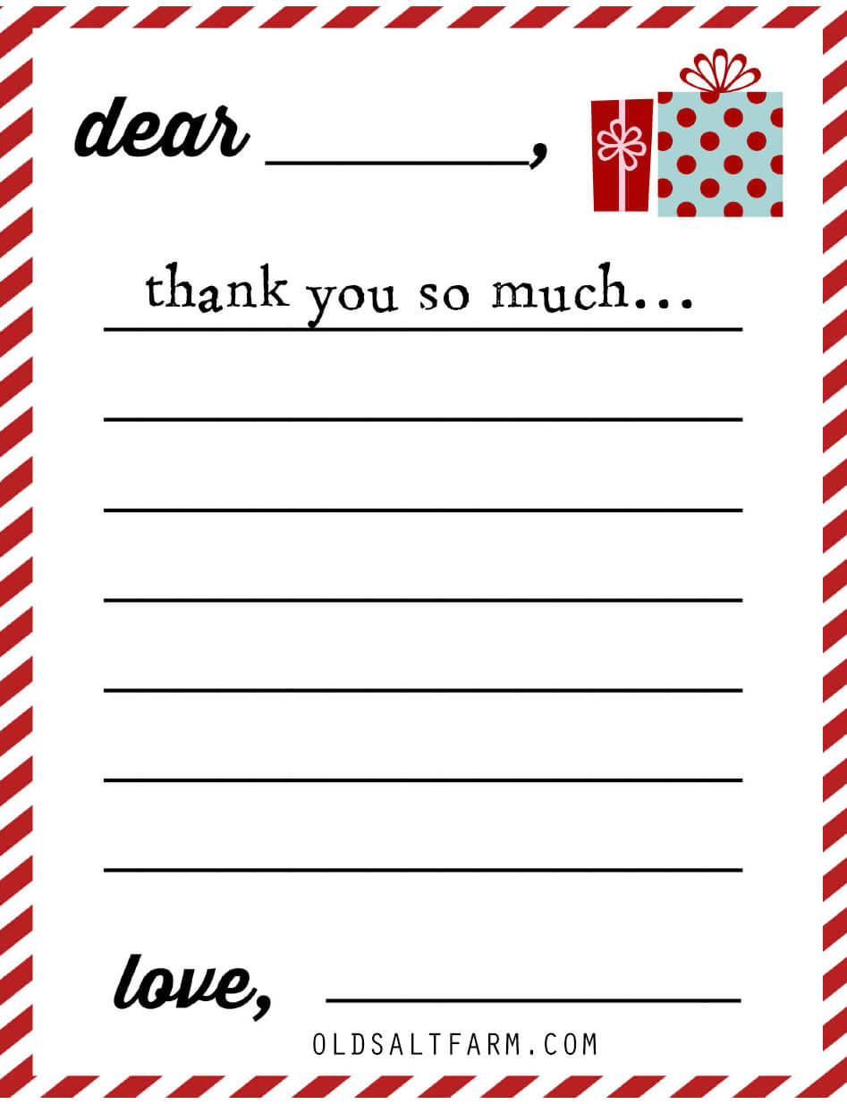 Christmas Thank You Notes For Kids | Oldsaltfarm pertaining to Christmas Thank You Letter Template
