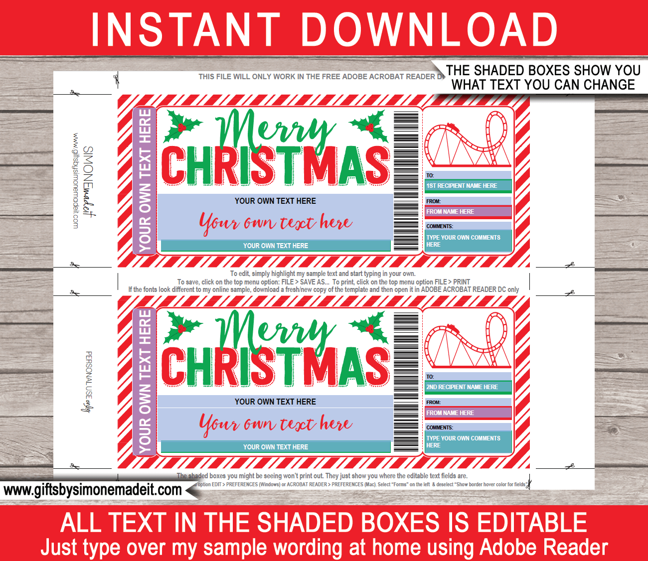 Christmas Theme Park Ticket Template | Printable Gift Voucher within Christmas Ticket Template Free Download