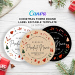 Christmas Theme Round Labels, Printable Christmas Round Tags For Christmas Jam Label Template
