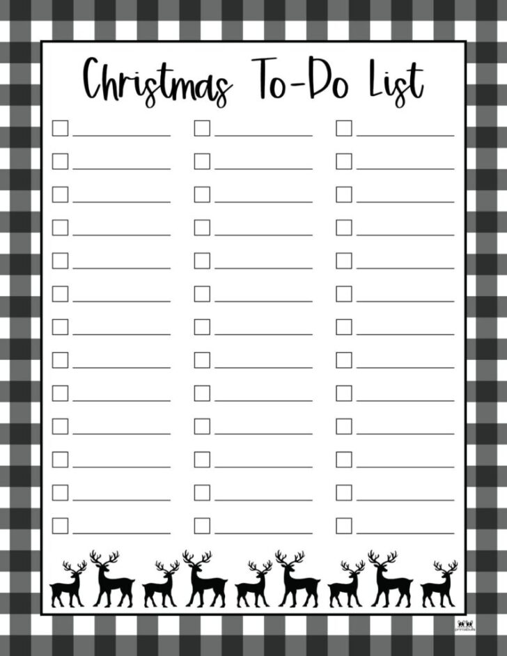 Christmas List Template Black and White Christmas List Template Black and White