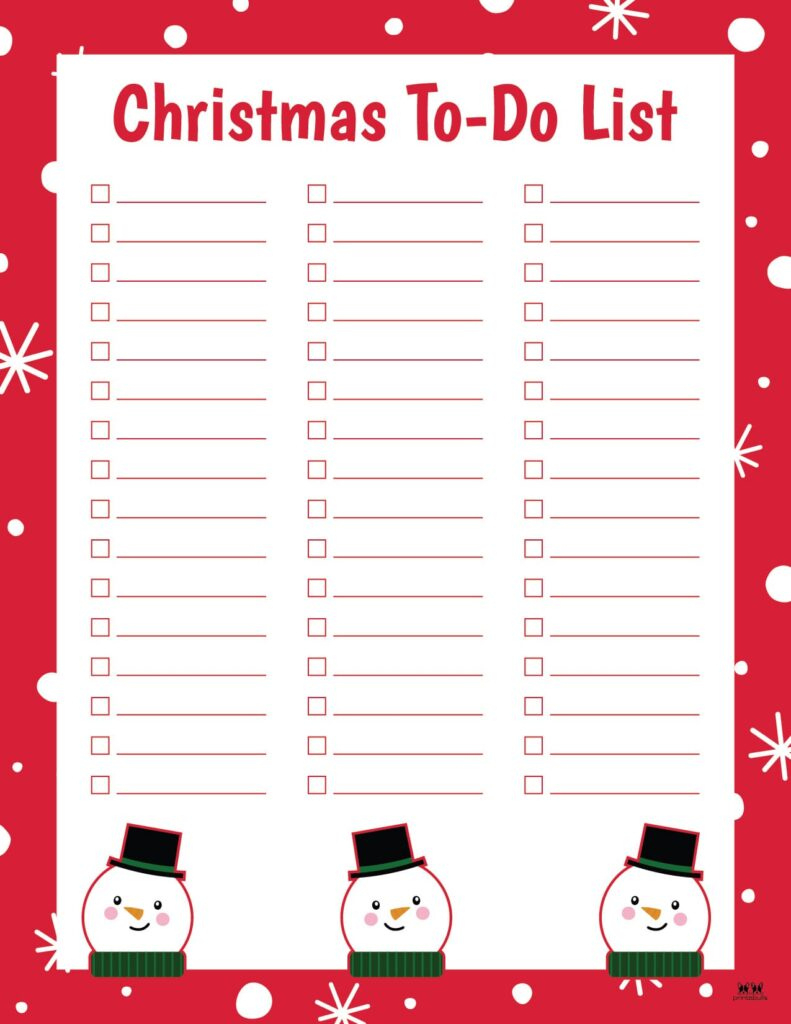 Christmas To Do Lists - 10 Free Lists | Printabulls with Christmas To Do List Template