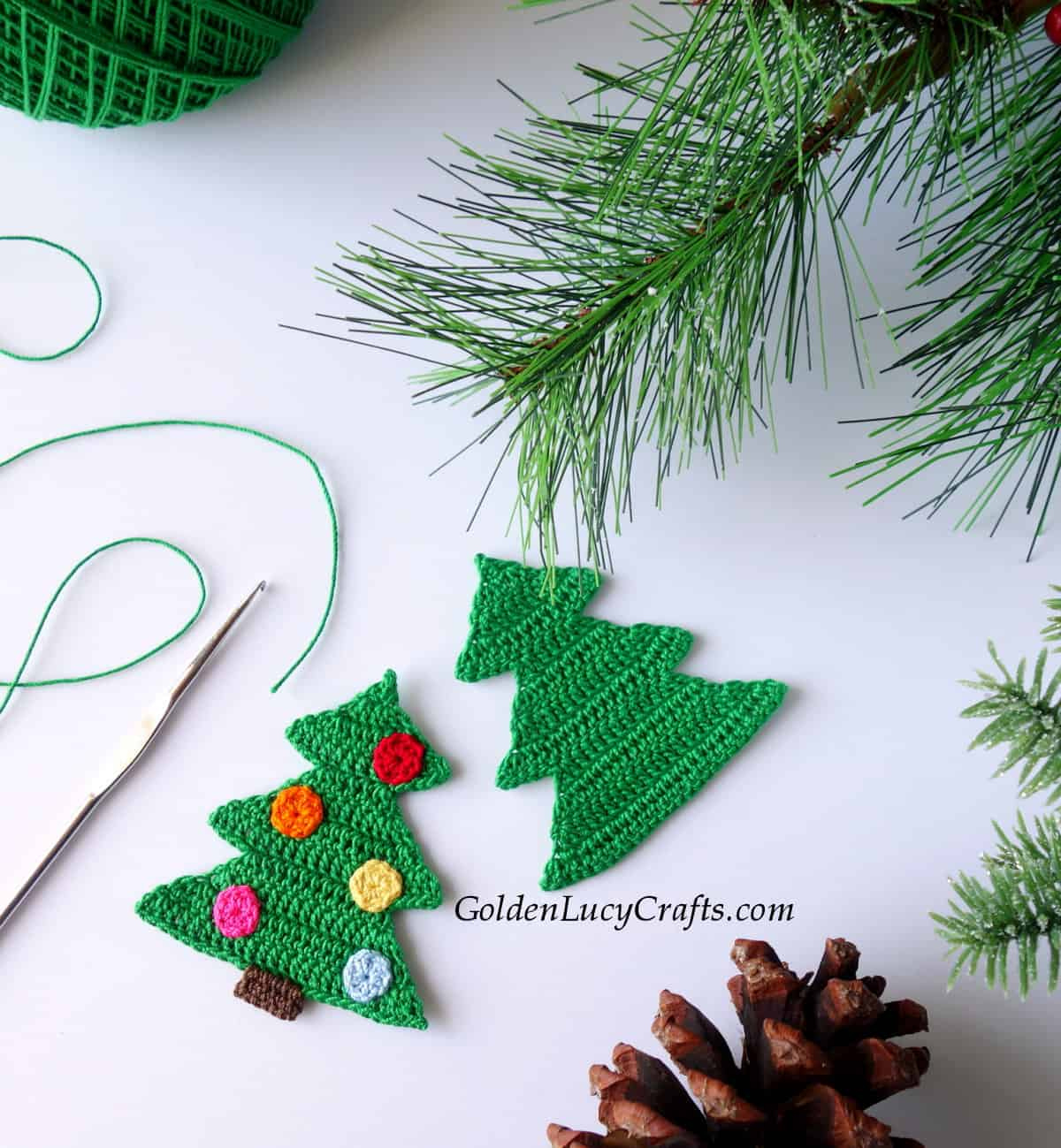 Christmas Tree Applique, Free Crochet Pattern – Goldenlucycrafts intended for Christmas Tree Applique Template