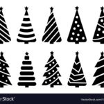 Christmas Tree Black Silhouette Set Template – Royalty Free Vector Intended For Christmas Silhouette Template Free